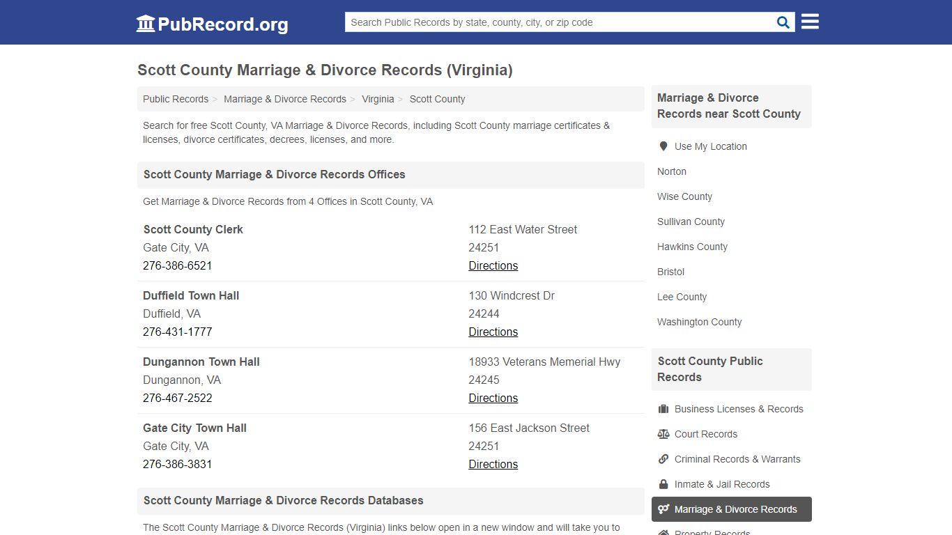 Scott County Marriage & Divorce Records (Virginia)
